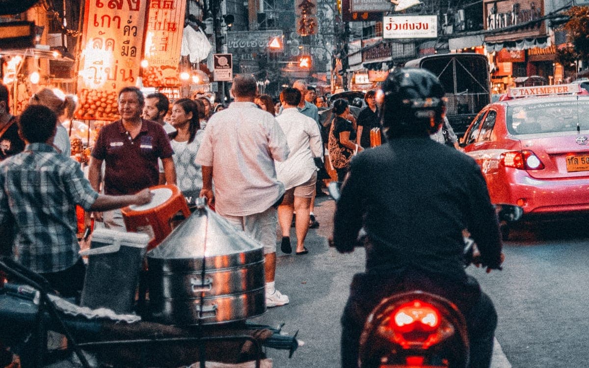 Crowded Street With Cars Passing By in Khwaeng Samphanthawong, Krung Thep Maha Nakhon, Thailand